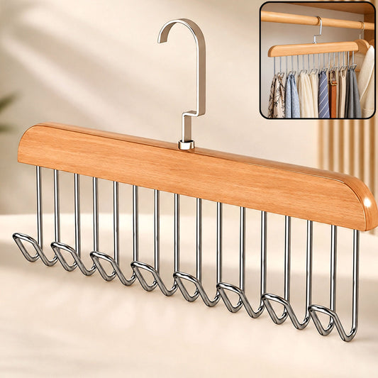 Space Saving Hanger – 8-Hook Lotus Wood Closet Organizer | Organivo
