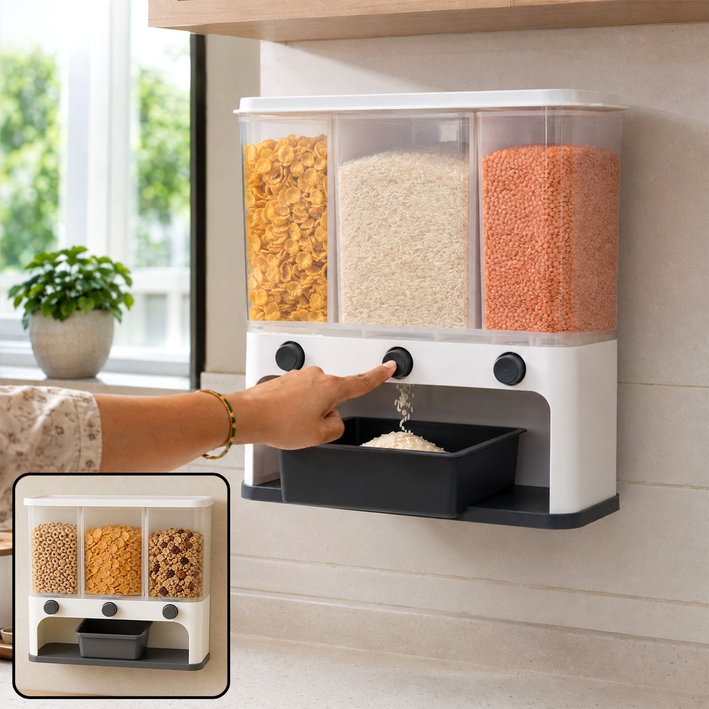 Easy Flow Cereal Dispenser – 3-in-1 Wall Mount Storage | CookAura