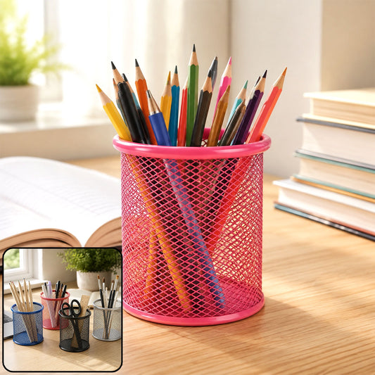 Metal Mesh Pen Holder – Desk Organizer & Pencil Stand | Deskrova