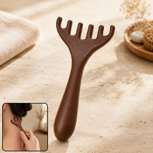 Wooden Head & Neck Scalp Massager – Handheld Stress Relief Tool