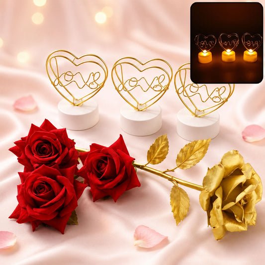 Romantic Heart Love Table Decor – Elegant Rose Gift Set