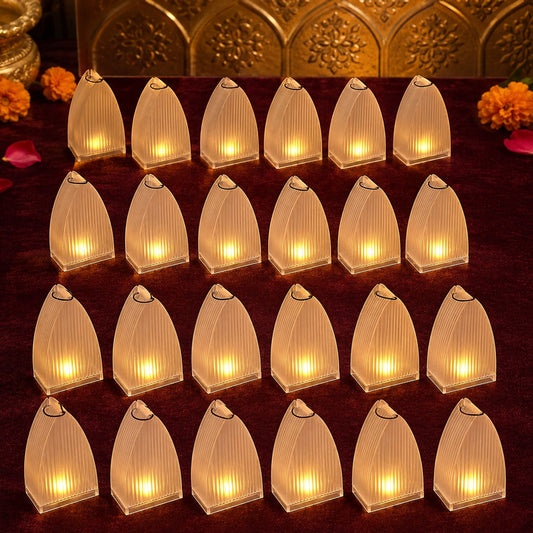 Transparent Decorative LED Candle Lights – Set of 24 Flameless