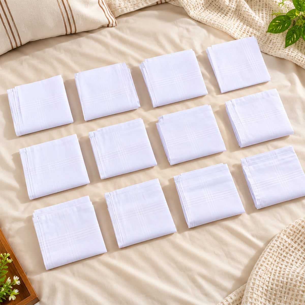 Mens Soft Cotton Handkerchief Rumal for Office and Everyday Use (12 Pc Set)