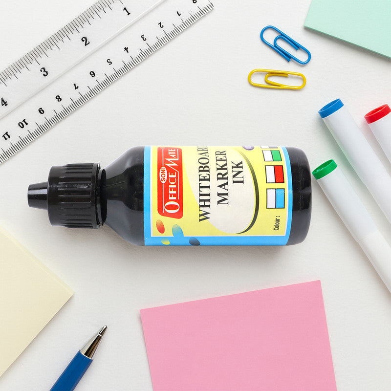Office Mate Whiteboard Marker Ink 100ml – Refillable, Quick Dry, Long-Lasting Ink for Smooth Writing