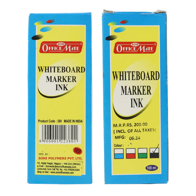 Office Mate Whiteboard Marker Ink 100ml – Refillable, Quick Dry, Long-Lasting Ink for Smooth Writing