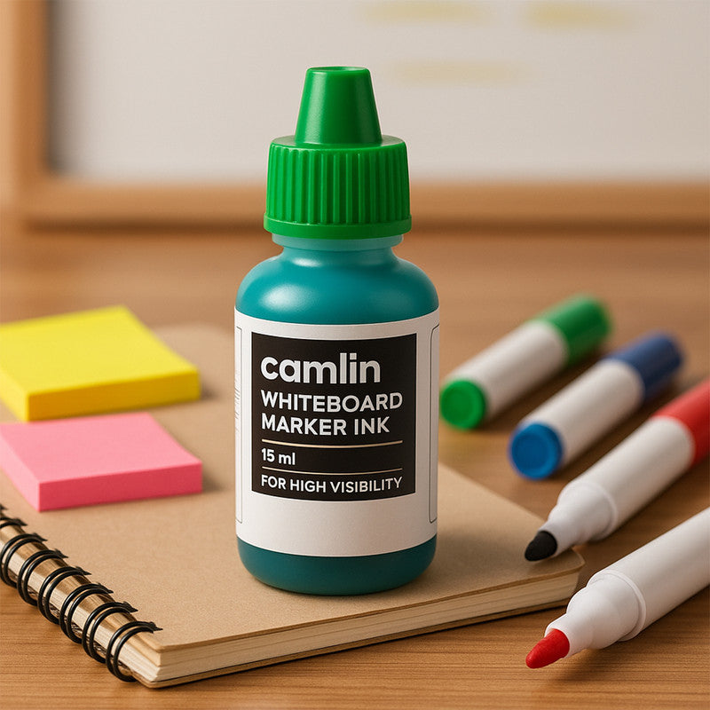 Camlin Whiteboard Marker Ink 15 ml – Green Color Refill Ink for High Visibility