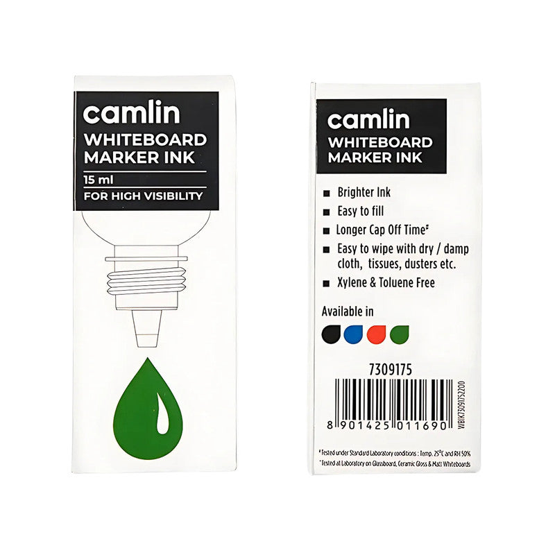 Camlin Whiteboard Marker Ink 15 ml – Green Color Refill Ink for High Visibility