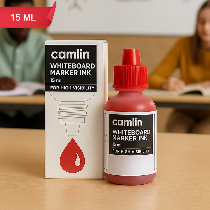 Camlin Whiteboard Marker Ink 15 ml – Red Color Refill Ink for High Visibility