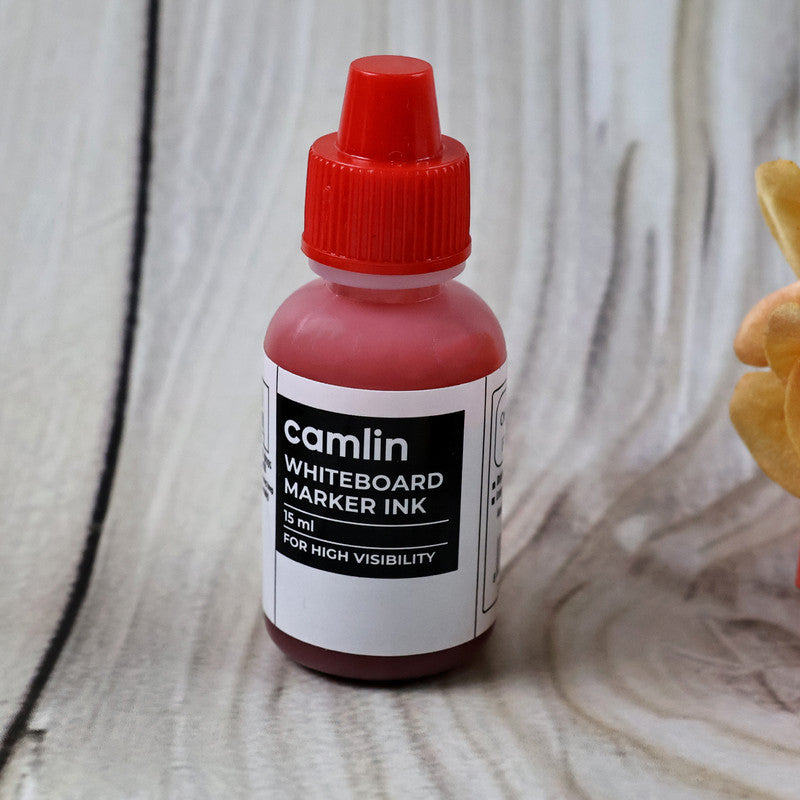 Camlin Whiteboard Marker Ink 15 ml – Red Color Refill Ink for High Visibility