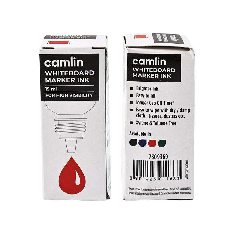 Camlin Whiteboard Marker Ink 15 ml – Red Color Refill Ink for High Visibility