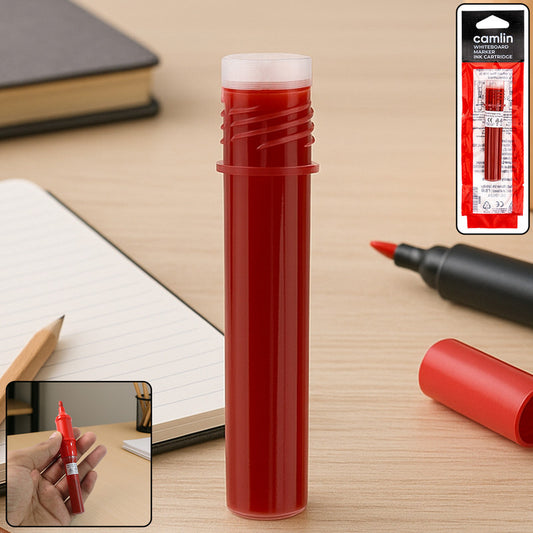 Camlin Whiteboard Marker Ink Cartridge – Red Colour, Quick-Drying & Refillable Cartridge for Camlin Whiteboard Markers