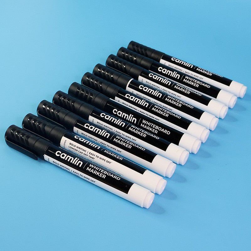 Camlin Whiteboard Marker – Black Color Bold Writing Refillable Markers (Pack of 10)