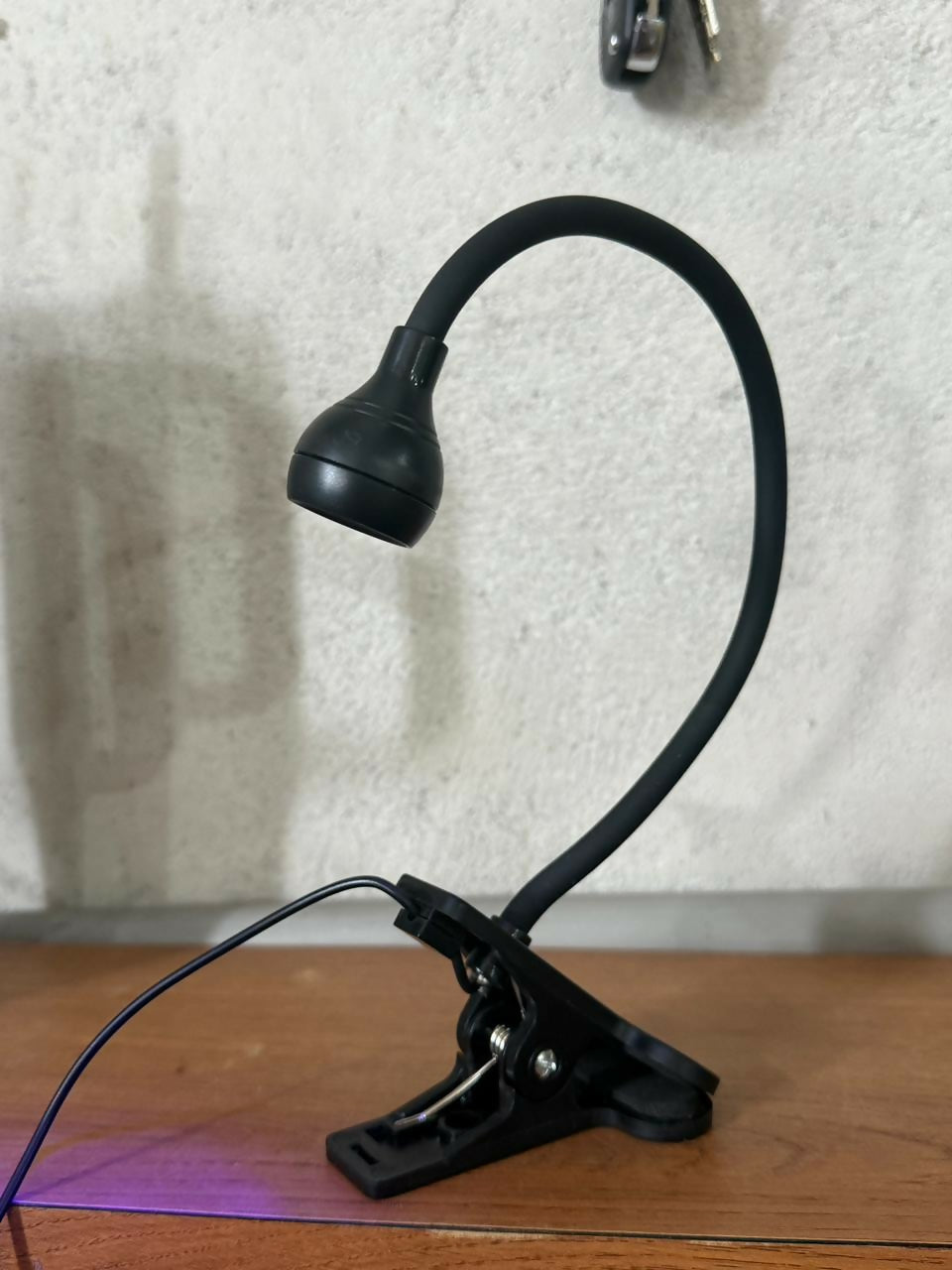 Black Clip-On UV LED Lamp with Flexible Neck