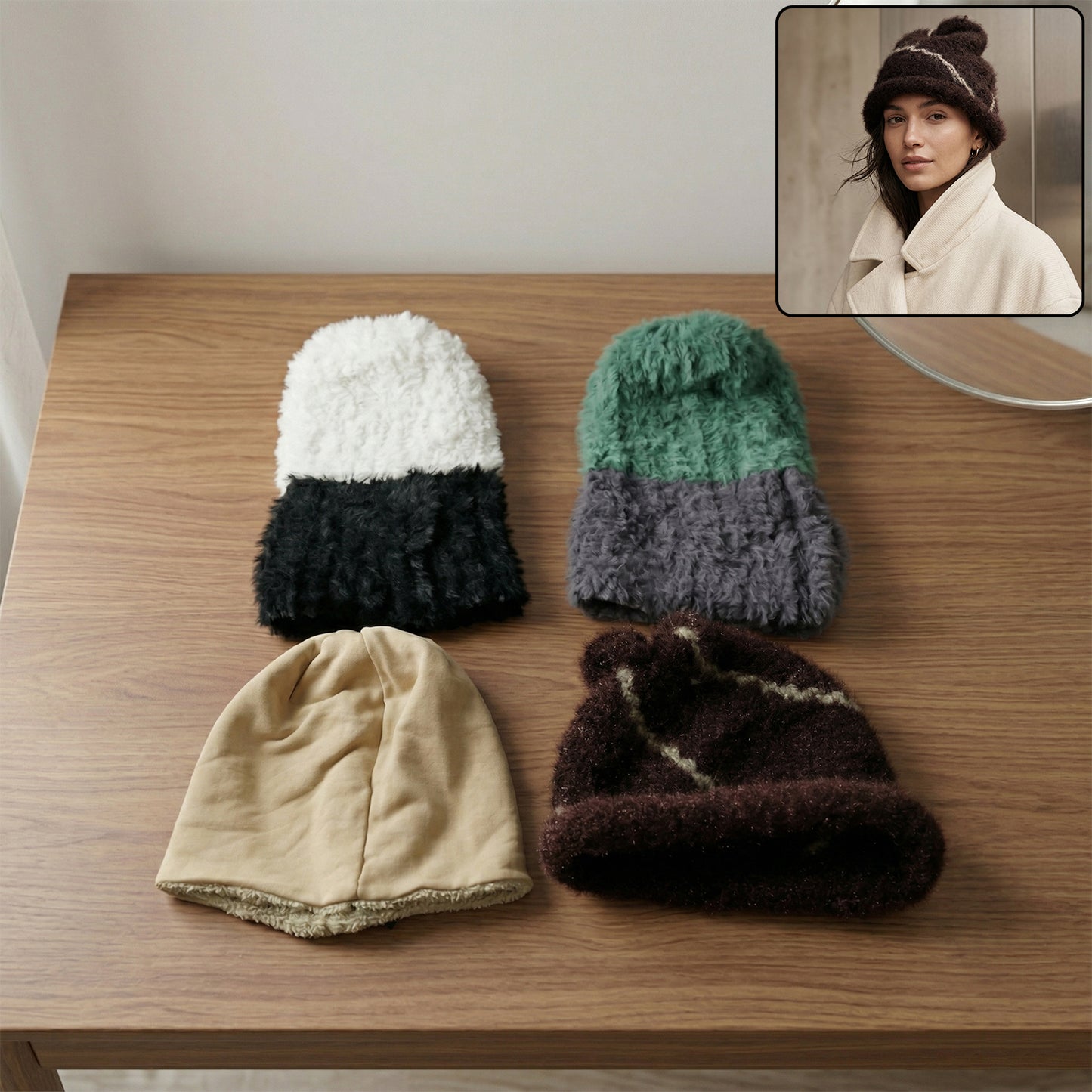 Winter cap styled on mannequin