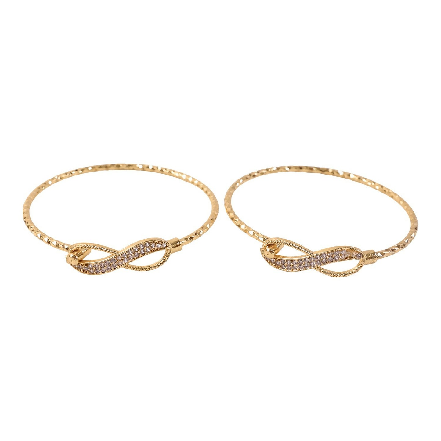 Gold infinity bracelet pair styled with traditional outfit
