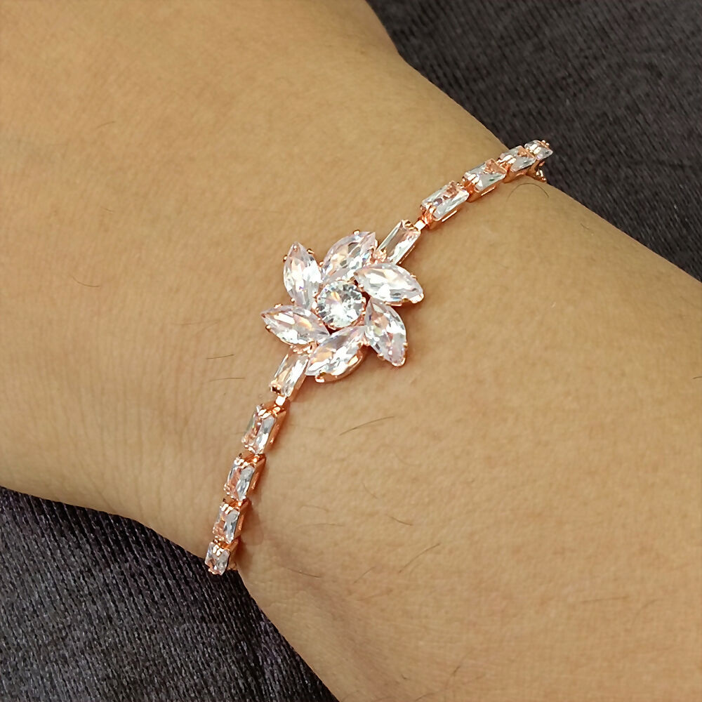 Rose Gold Plated Ad Stone Adjustable Bracelet
