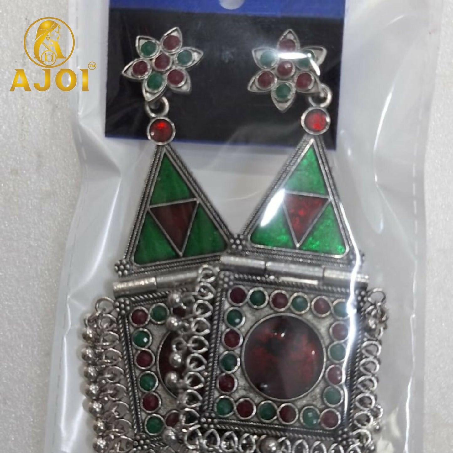 Silver Geometric Tribal Earrings