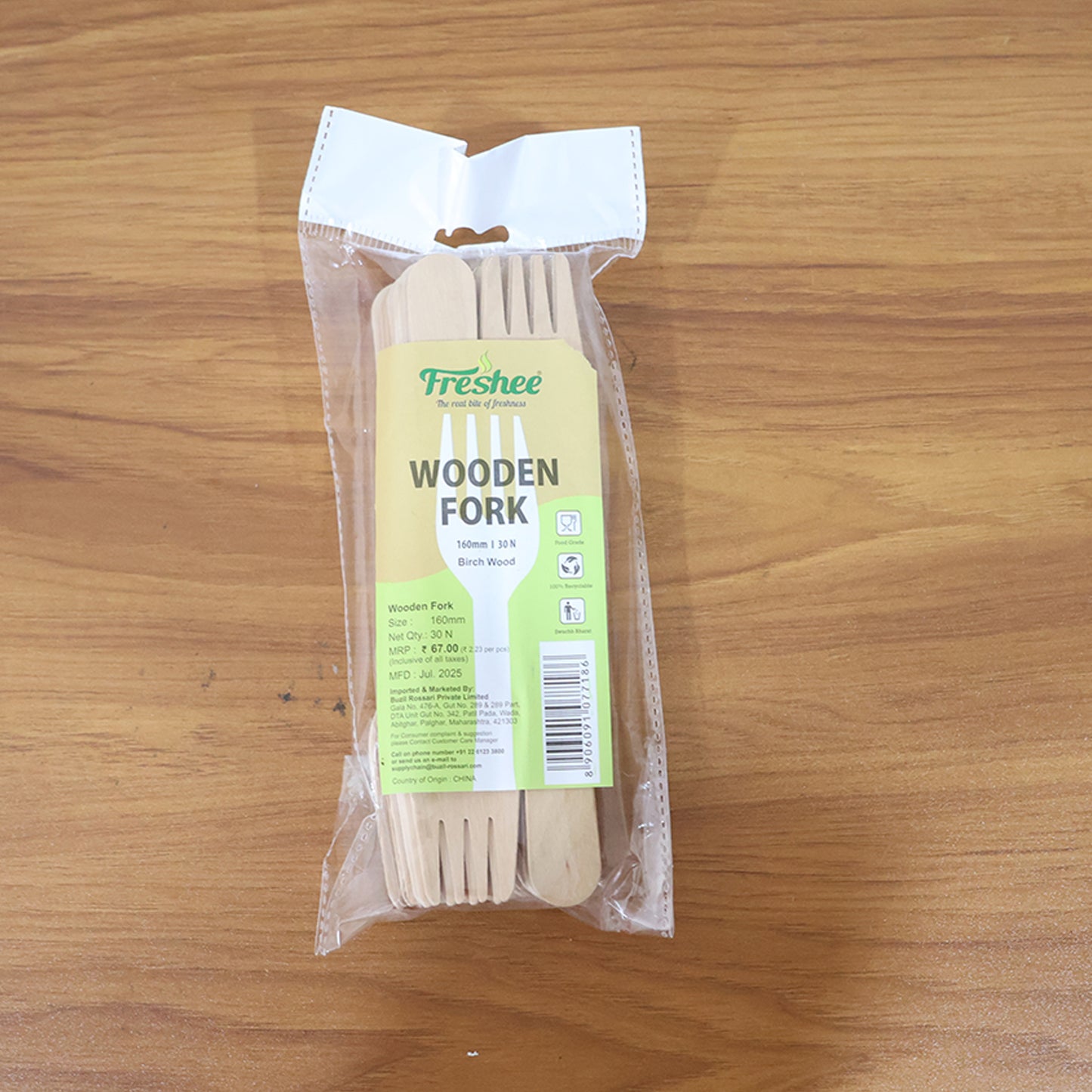 Freshee 160mm Wooden Fork – 30 Pcs Pack