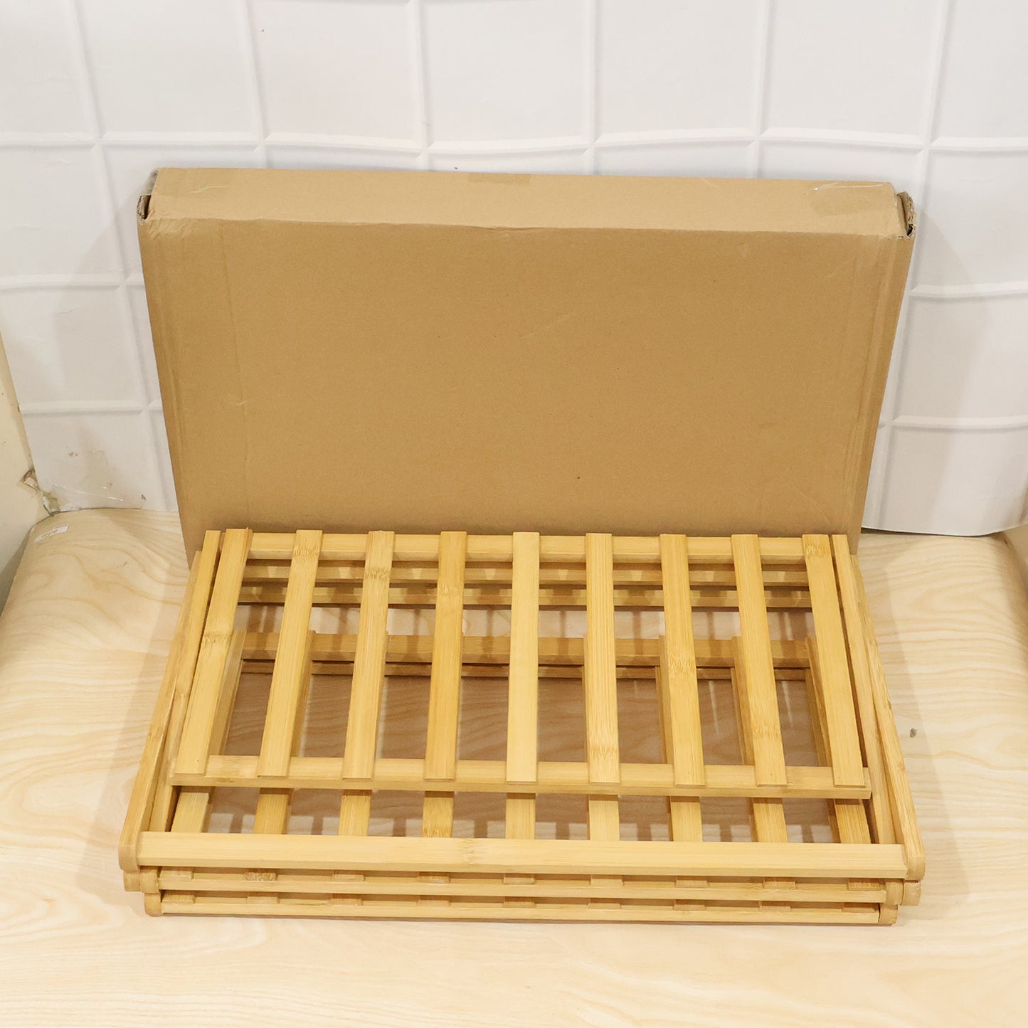 3 Layer Foldable Bamboo Shoe Rack Multi-Purpose Storage Shelf (1 Set)