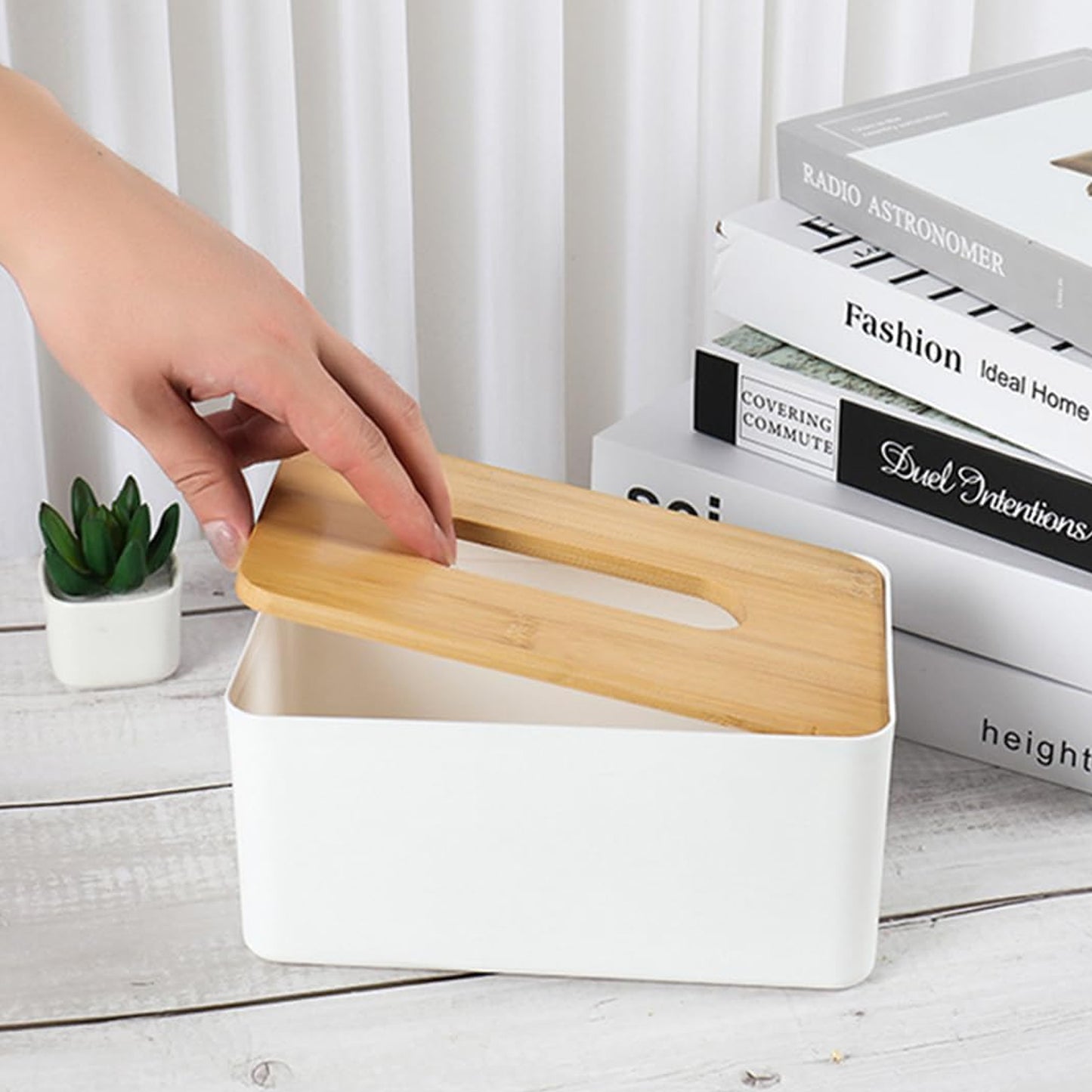 Bamboo Tissue Box Holder - Rectangular Paper Towel Dispenser