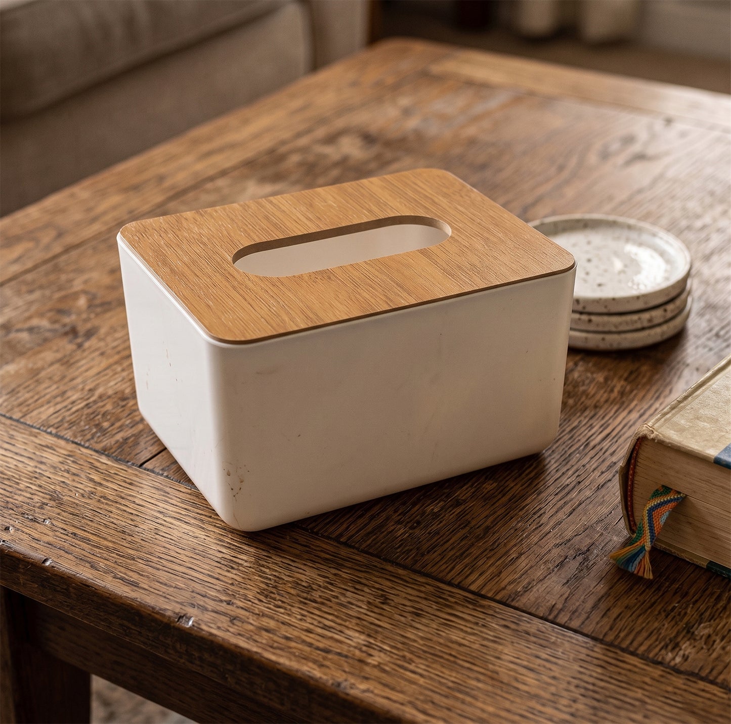 Bamboo Tissue Box Holder - Rectangular Paper Towel Dispenser