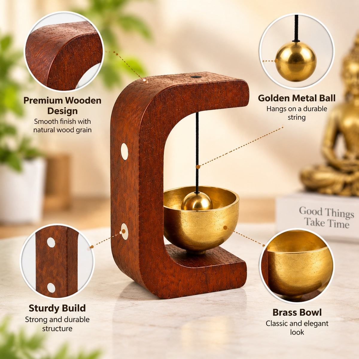 Japanese Style Zen Bell – Premium Desktop Meditation Chime