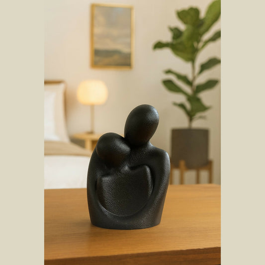 Abstract Black Couple Embracing Sculpture Showpiece for Home Decor Gift