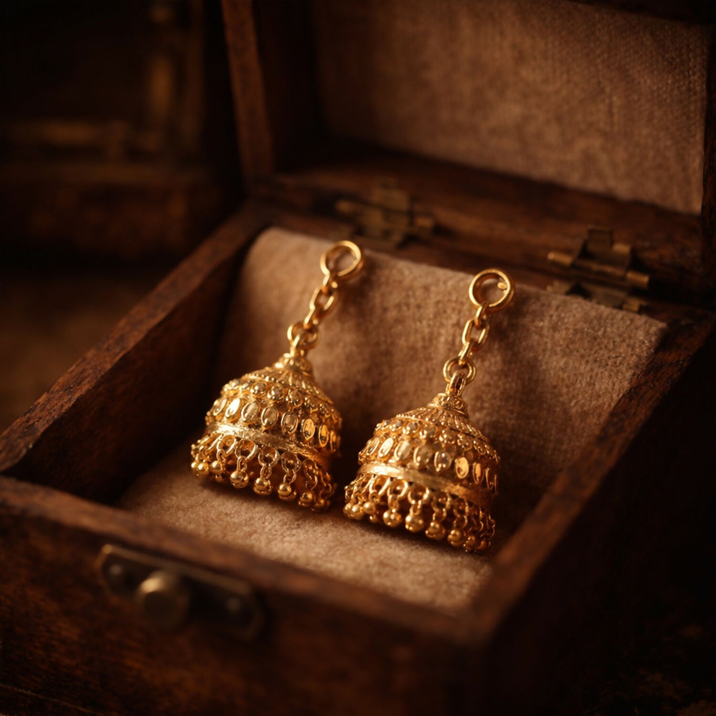 Traditional Gold-Finish Pearl Drop Jhumka with Classic Dome Design