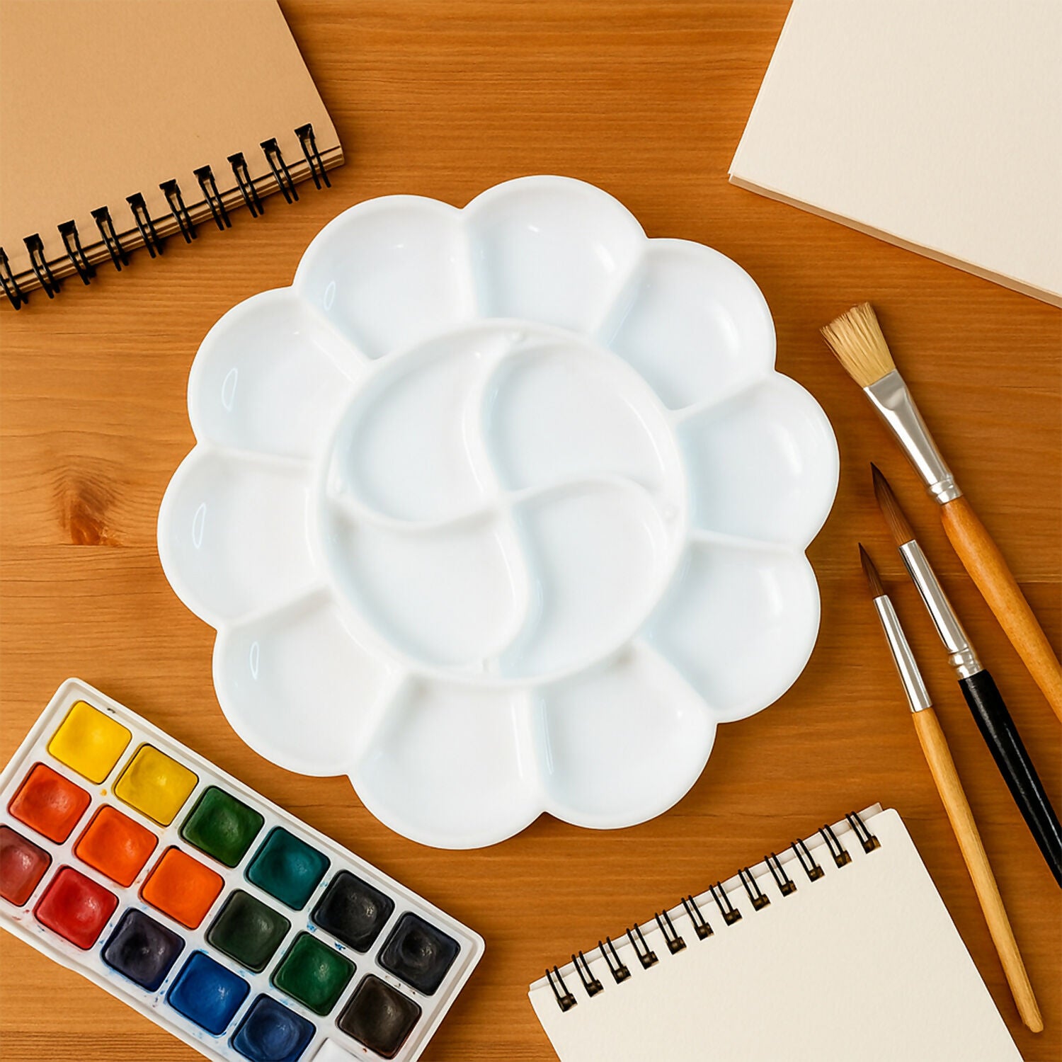 Khyati Colour Mixing Plate – Flower Shape Big Paint Palette for Artists and Students