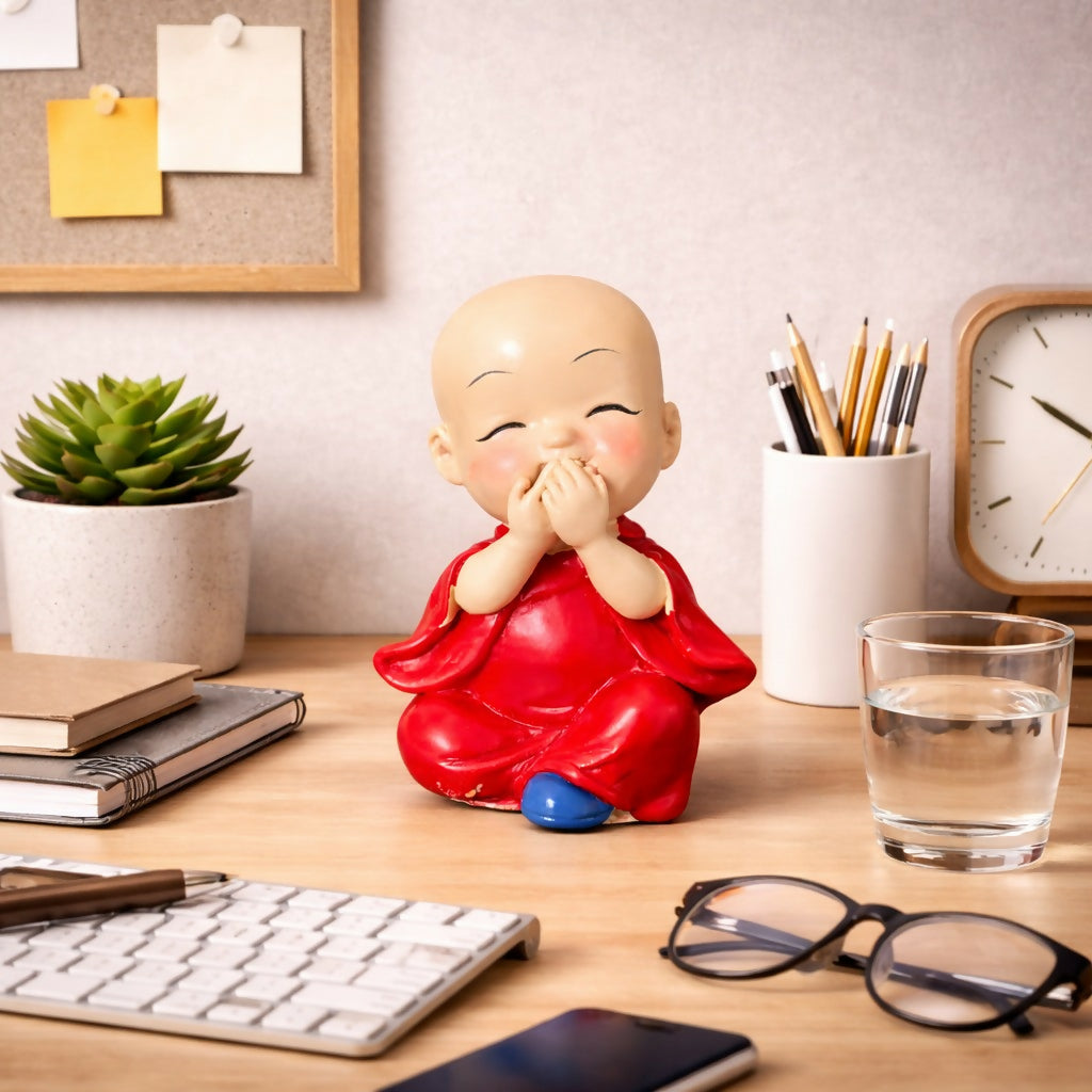 Cute Monk Showpiece Laughing Baby Figurine for Home & Desk Decor