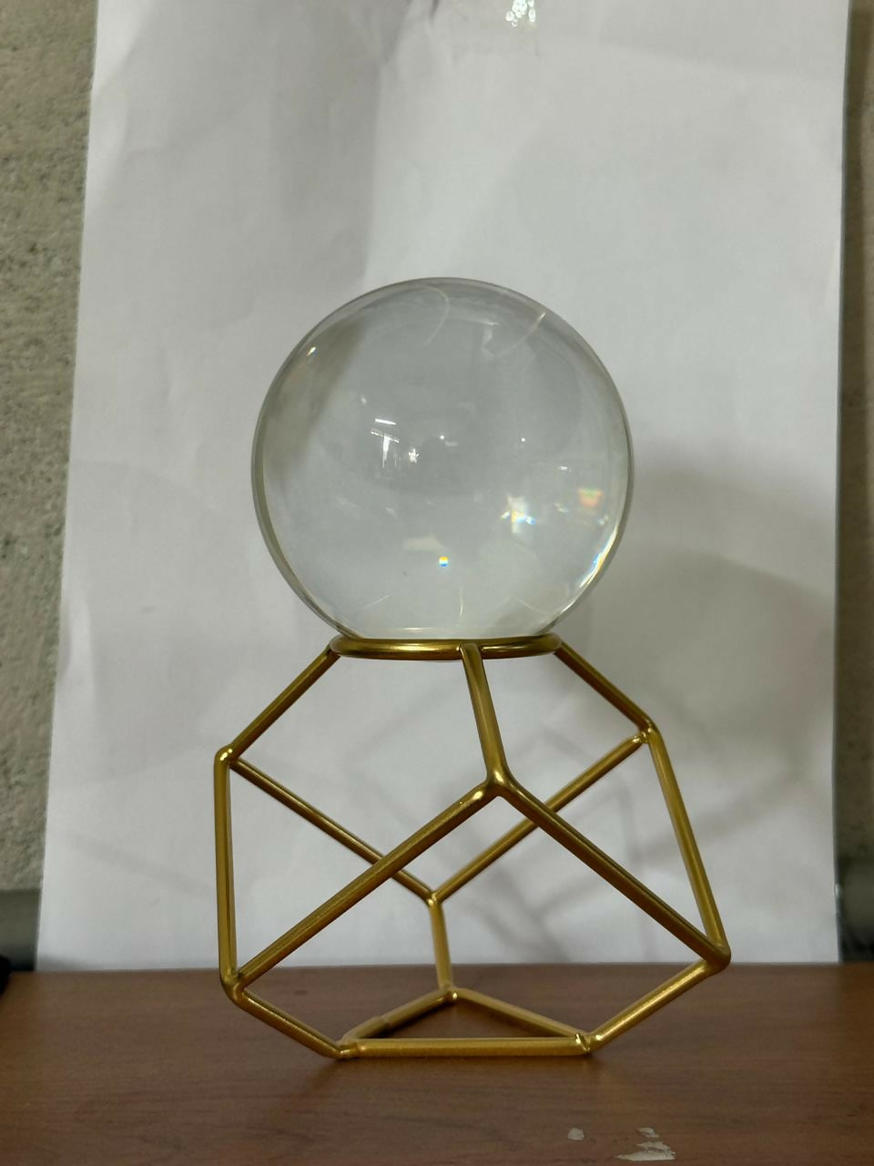 Crystal Ball Decorative Showpiece with Geometric Metal Stand