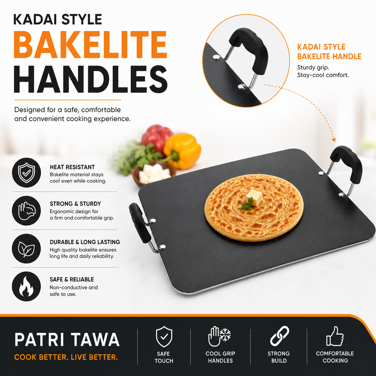Close-up of Greblon non-stick surface on Vikas Patri Tawa