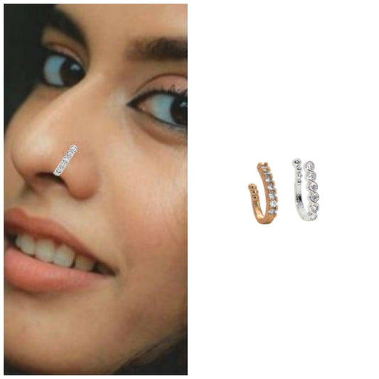 Deluxe 2PC Nose Cuff Set | Non-Piercing CZ Nath & Clip-Ons