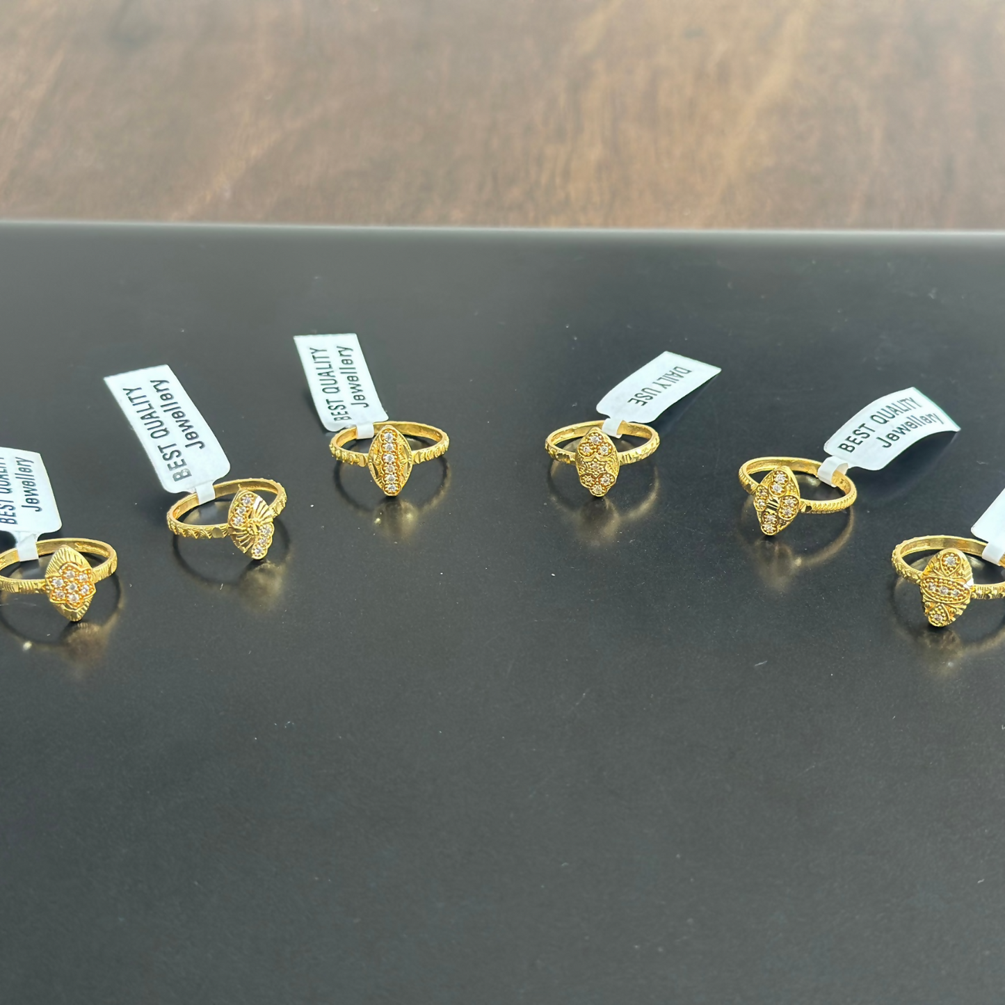 Elegant Gold-Tone Designer Ring – Pack of 6 (Mix Collection)