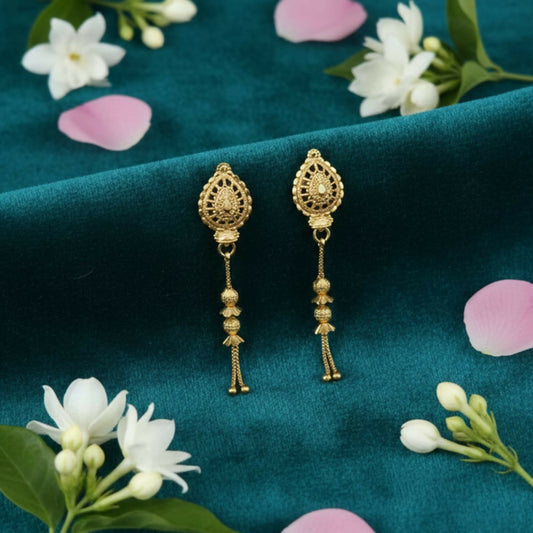 Long Chain Beads Golden Earrings for Women & Girls – Traditional Fancy Jewellery Gift