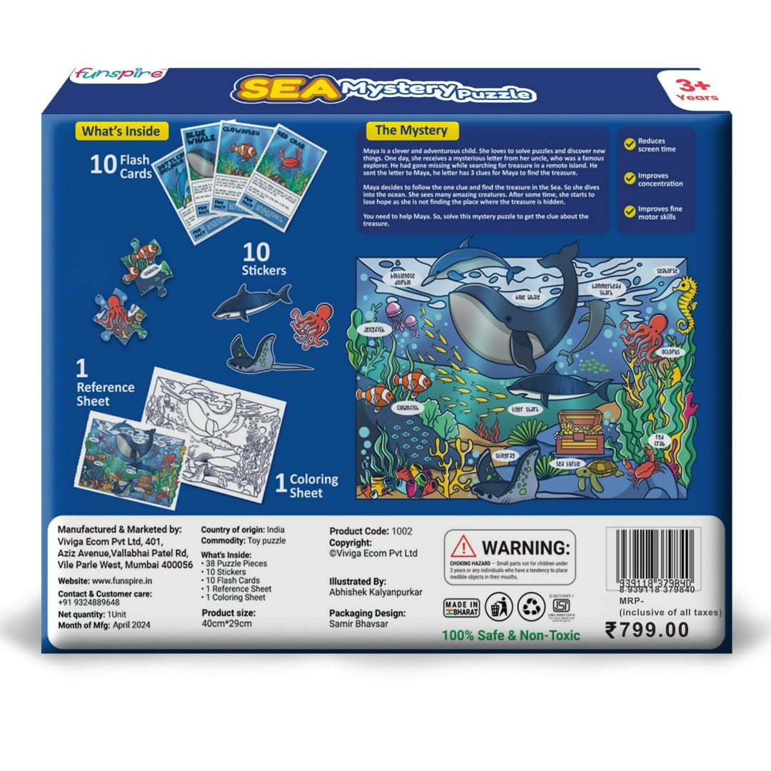 SEA MYSTERY PUZZLE LET'S FIND OUT - AGE 3+ (38 PUZZLE PIECES) MDF PUZZLE SERIES