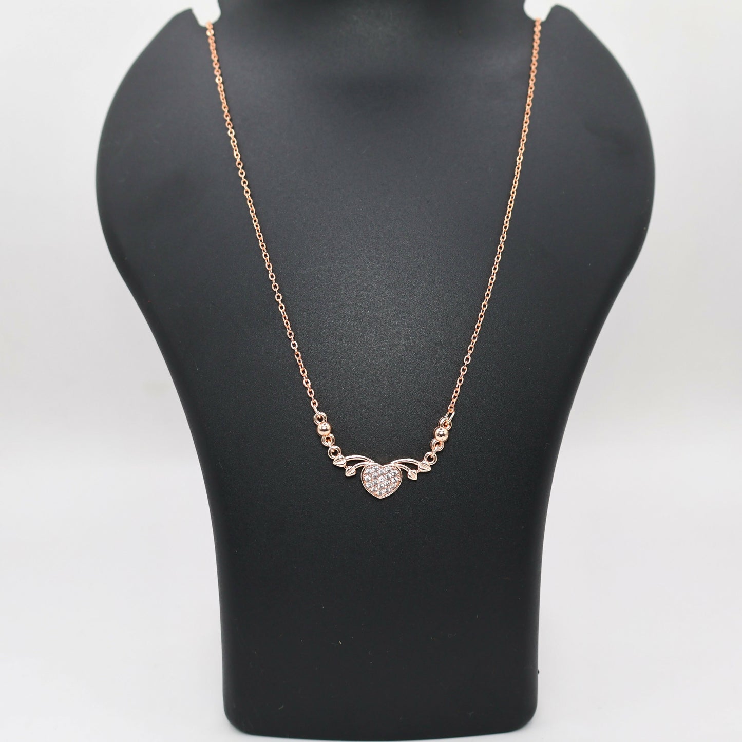 Rose Gold Plated Heart & AD Necklace for Women and girls