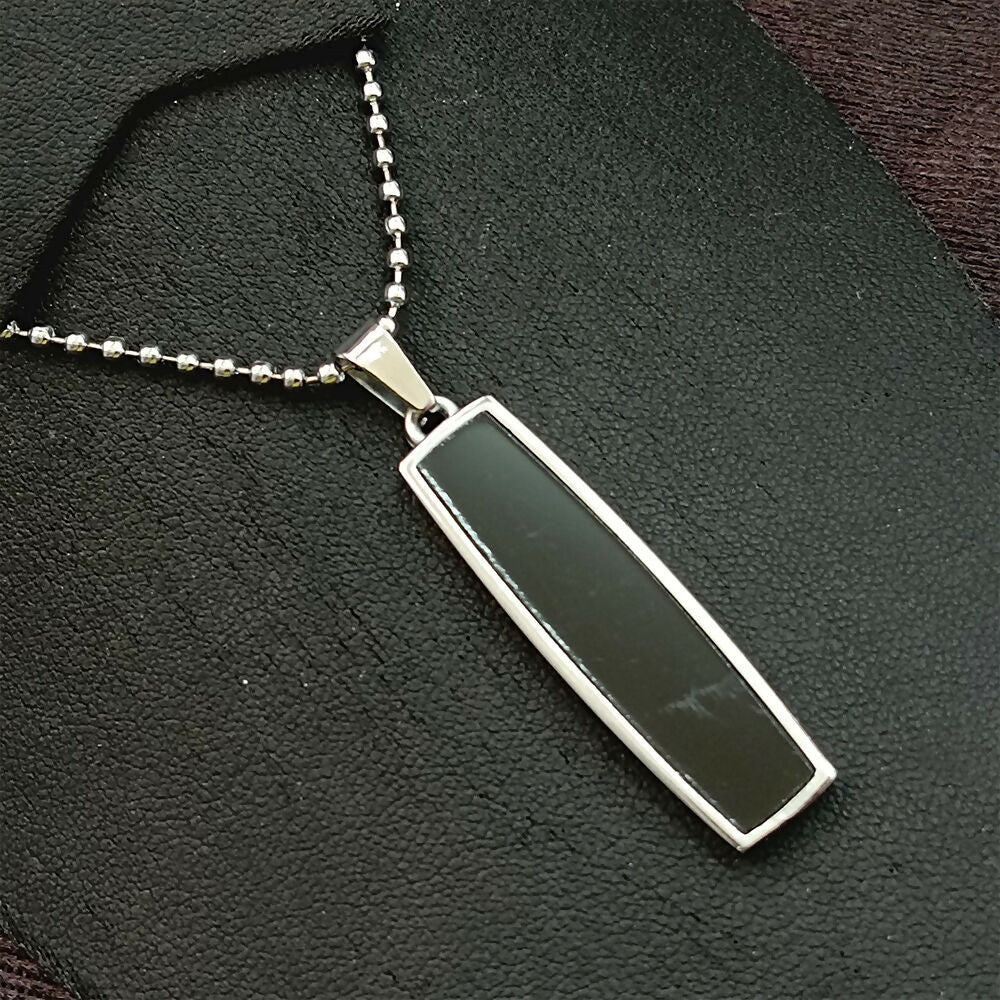 Black Enamel Chain Pendant For Men