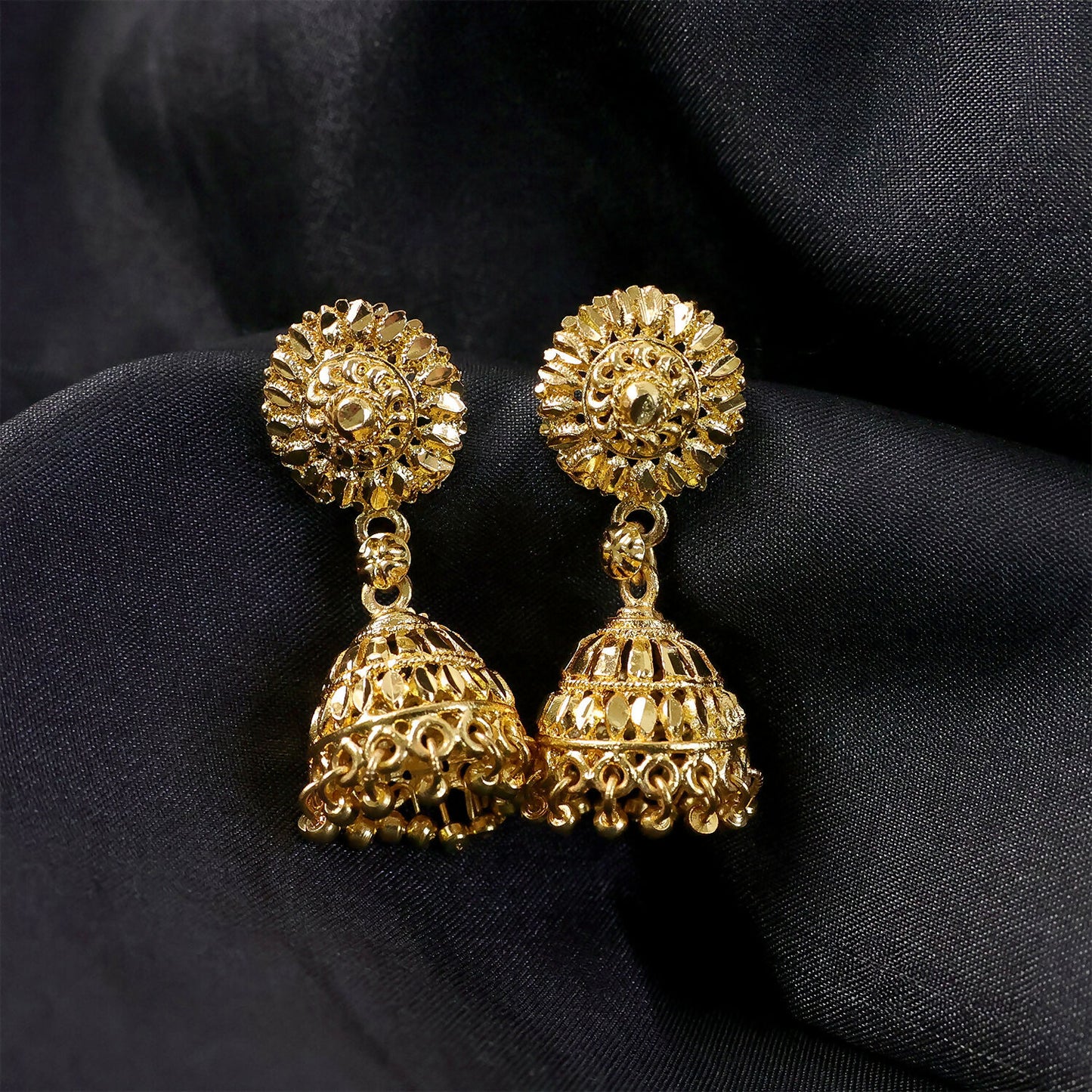 Traditional Gold Plated Jhumka Earrings for Women – Elegant Ethnic Festive Jewelry
