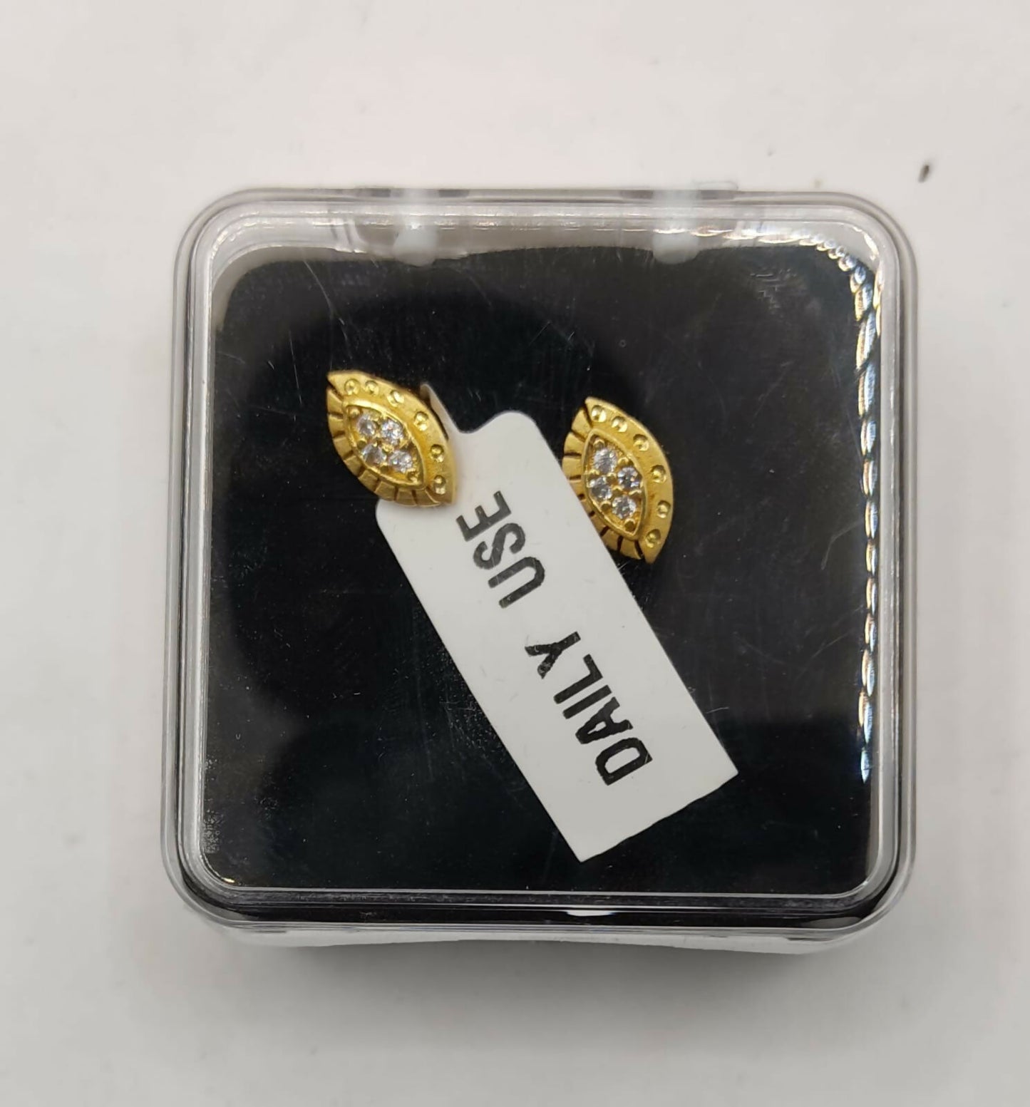Gold Plated AD Marquise Stud Earrings | Daily Wear Traditional for women and girls