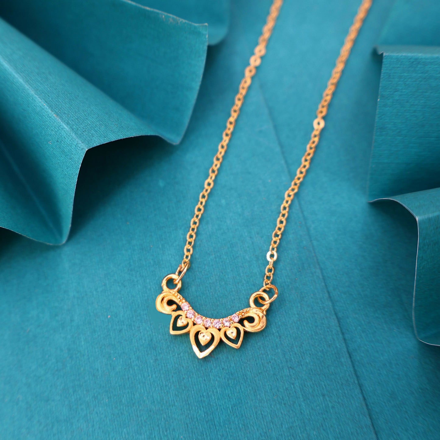 Gold Crown Heart Pendant Necklace AD Love Jewelry For women and girls