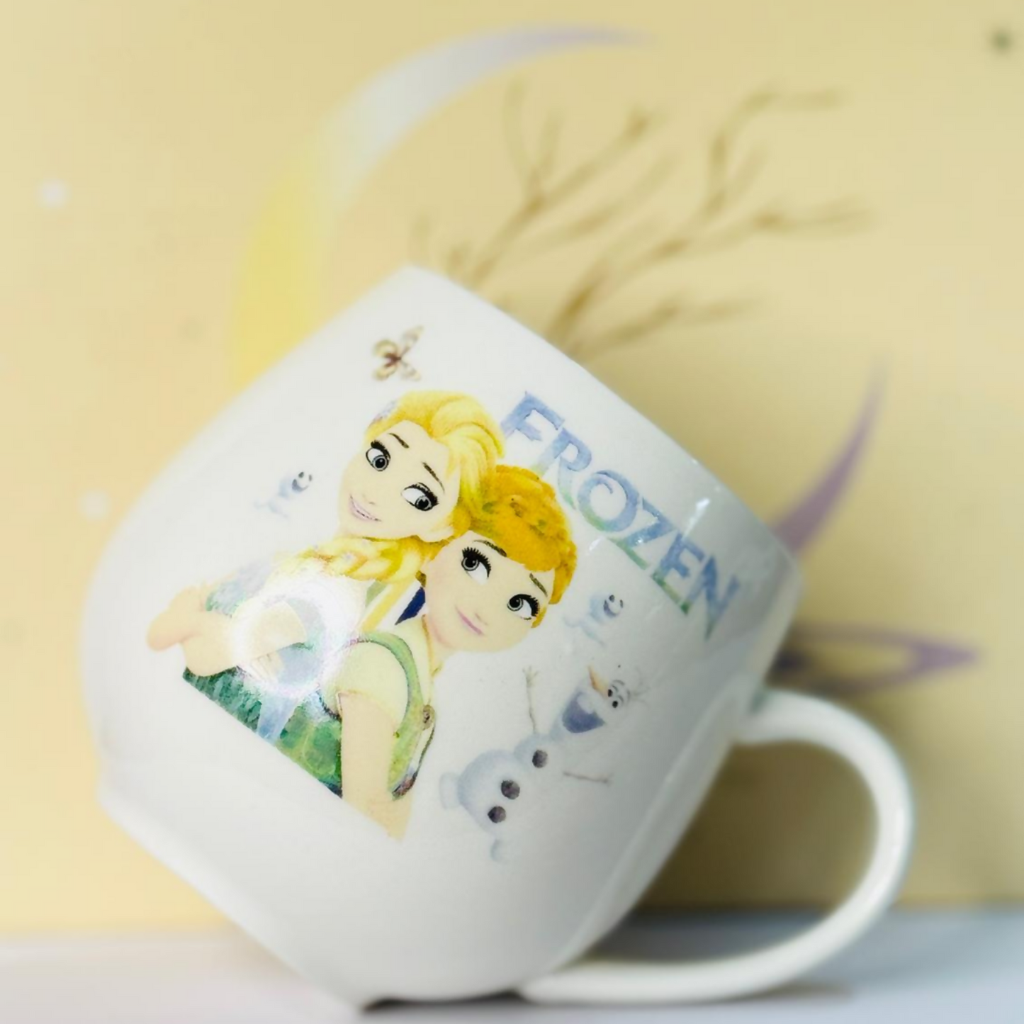 White Ceramic Cartoon Sisters Mug – Cute Character Print Coffee & Tea Cup – 350 ml Round Shape Glossy Finish – Gift for Kids & Friends