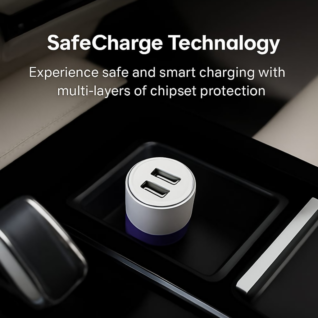 Uniteq 65W Dual USB Fast Car Charger Adapter 2 Port (White)