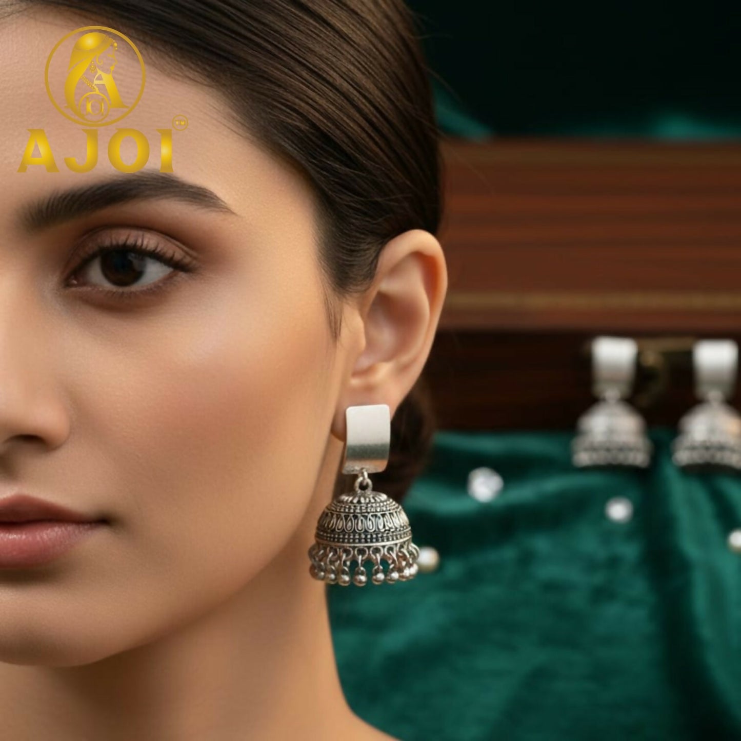Royal Oxidised Silver Dome Jhumka Earrings with Traditional Ghungroo Detailing