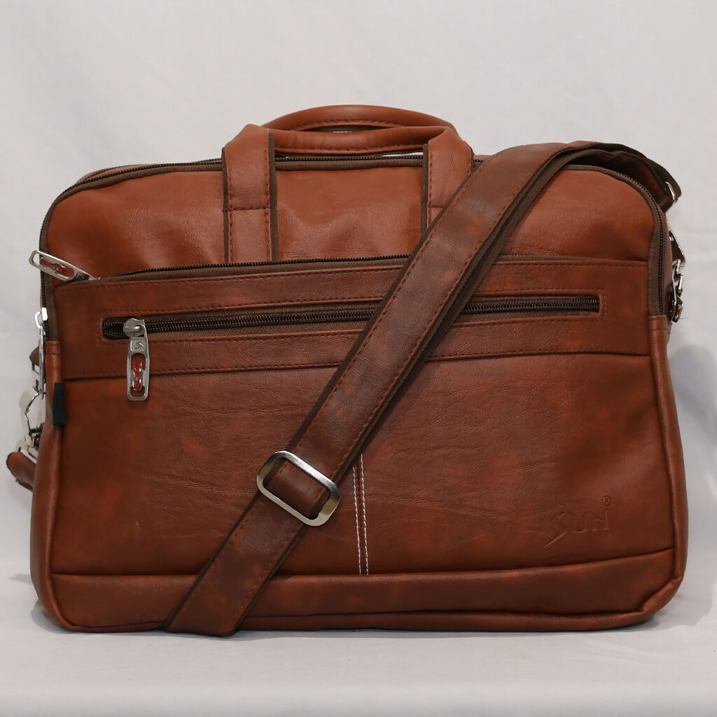 Premium Brown Leather Laptop Bag for Men & Women | 15.5 Inch Office Messenger Bag with Adjustable Shoulder Strap | Stylish Business Briefcase for Work, College & Travel