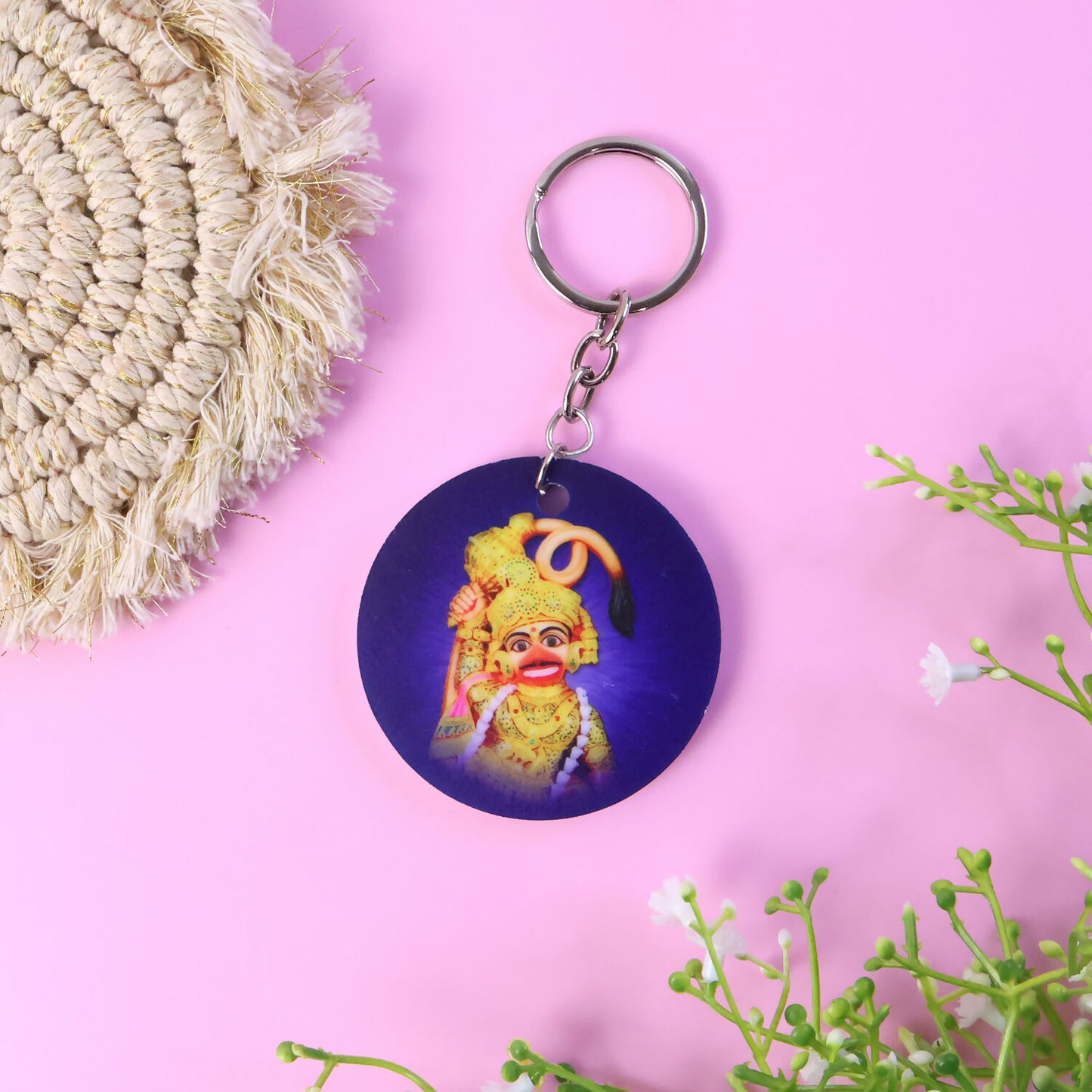 Hanuman Ji Printed Round Keychain – Durable, Vibrant & Lightweight Key Holder