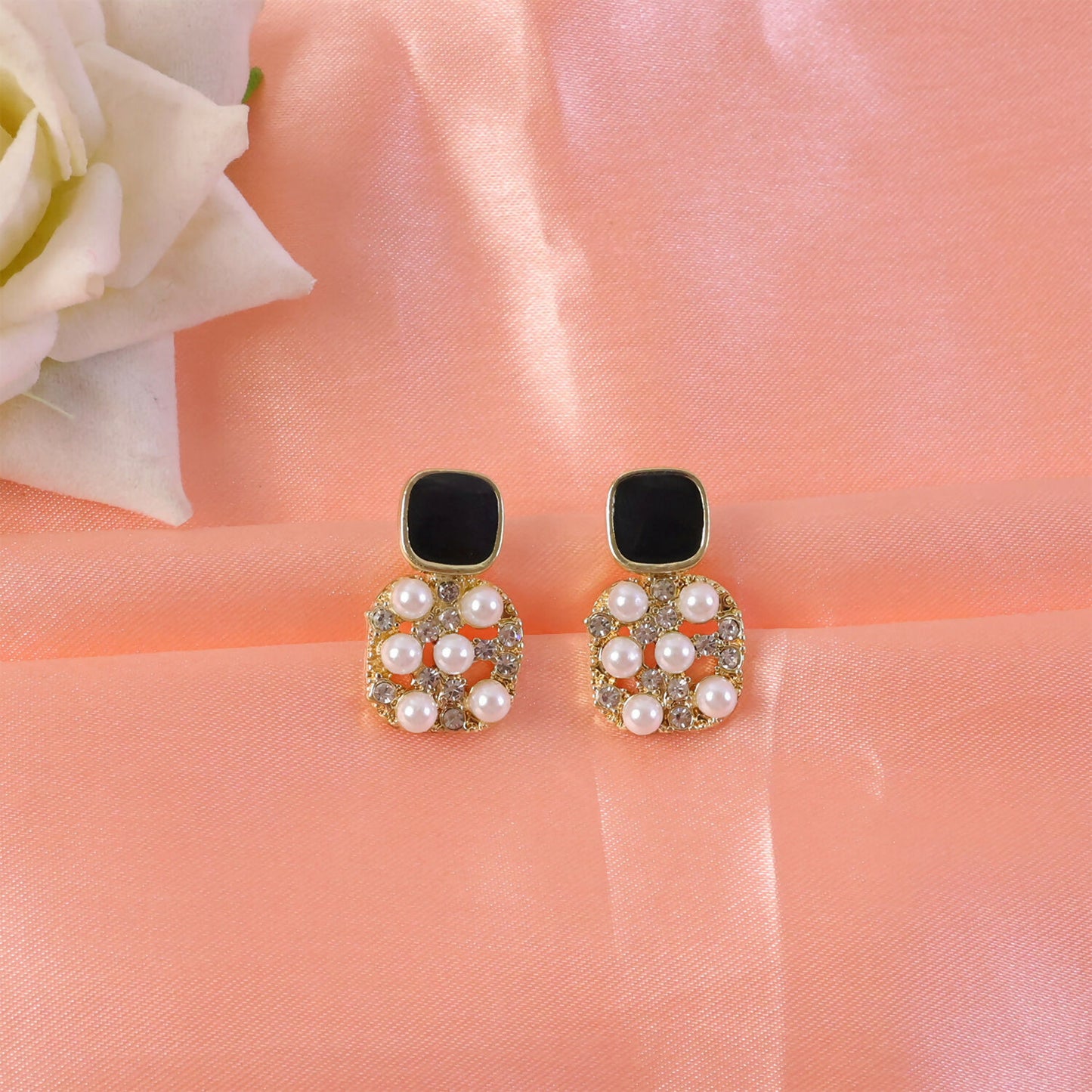 Korean Style Bow Pearl Drop Earrings for Women & Girls