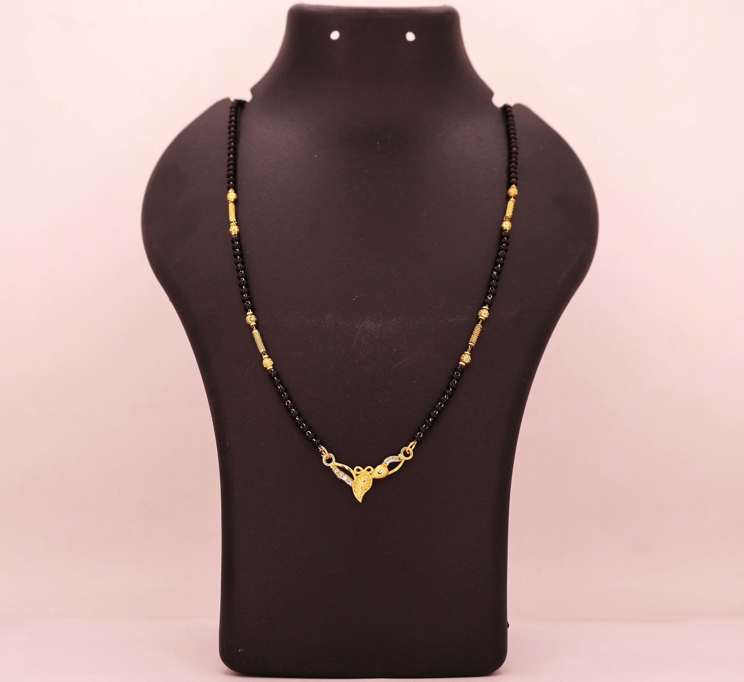 Gold Plated AD Leaf Pendant Mangalsutra for Women