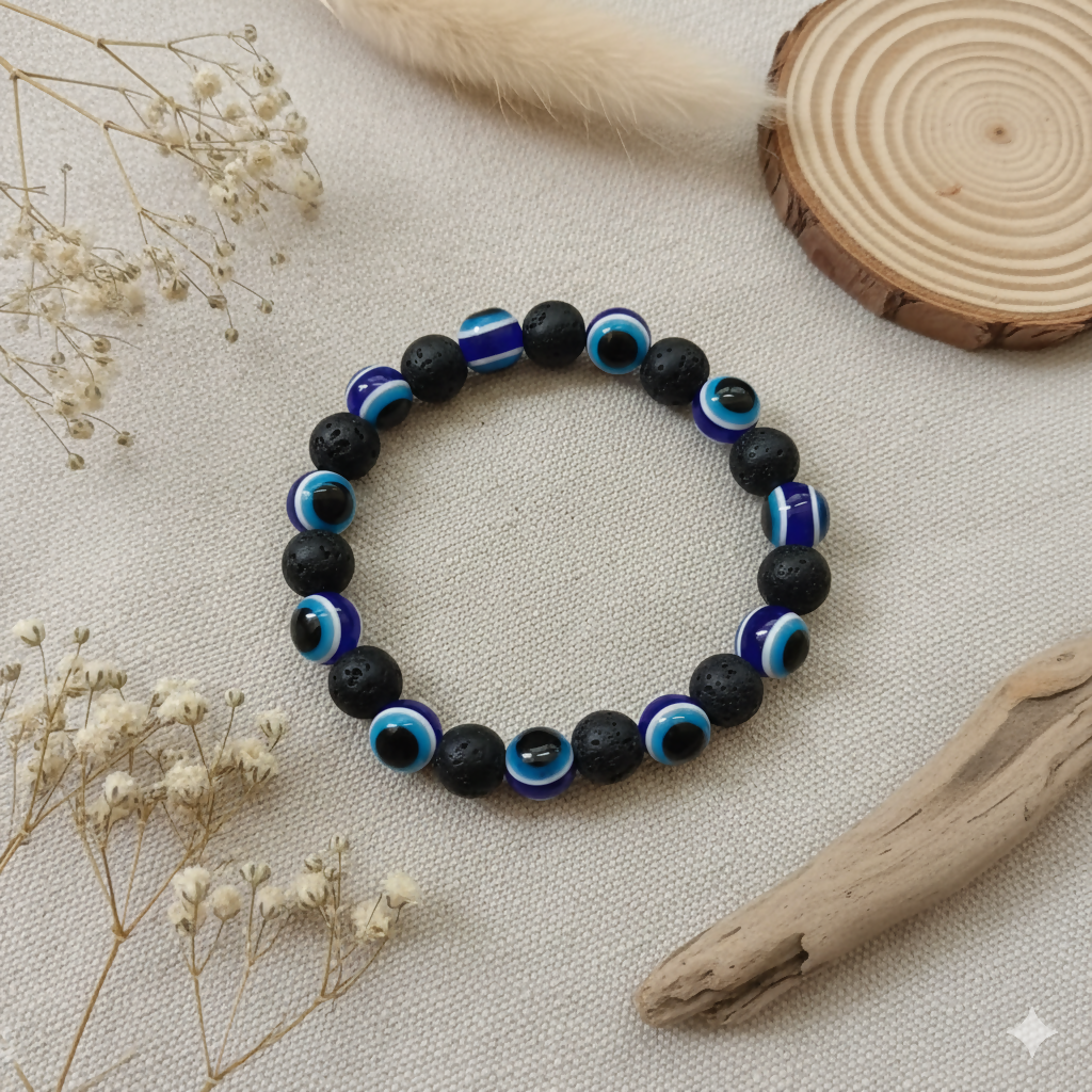 Black Evil Eye Glass Beads Bracelet