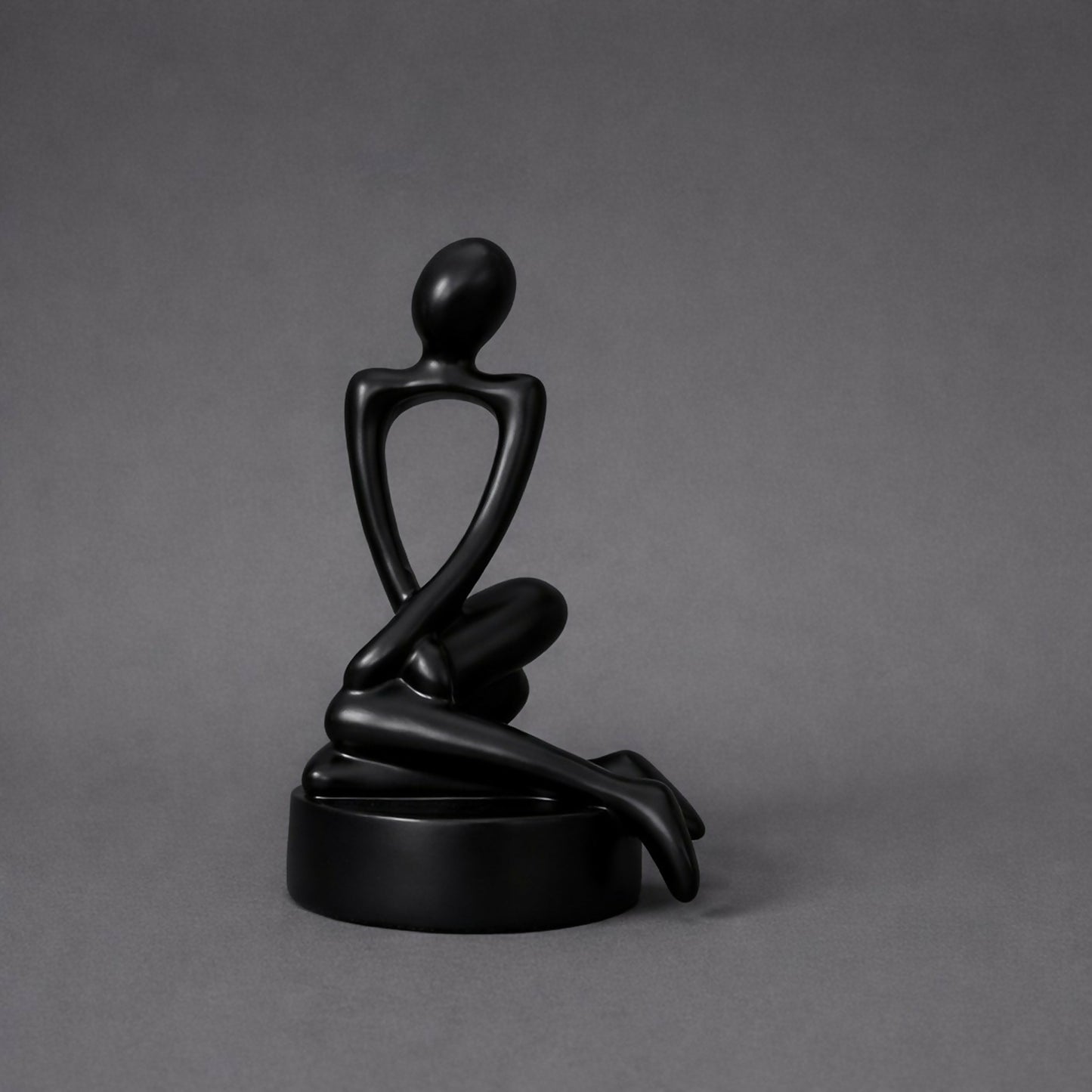 Abstract Sitting Man poly-resin Sculpture Modern Black Showpiece for Home Decor